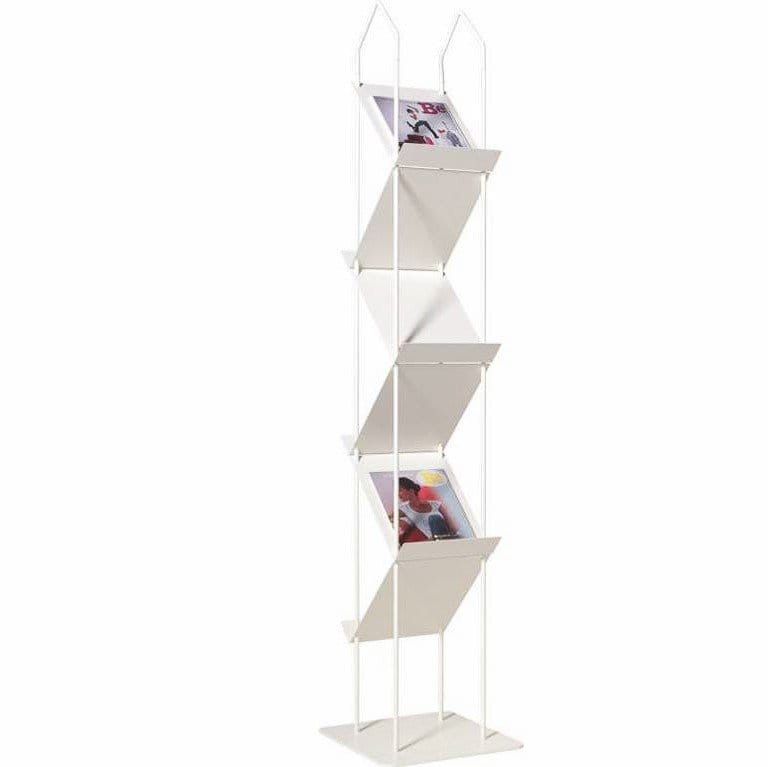 Wit design folderrek met zes vakken